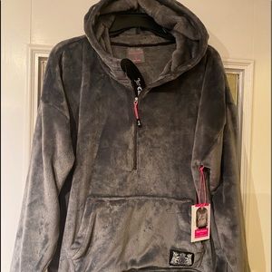 NWT Juicy Couture Sport Sherpa Hoodie. The color is Kitten (charcoal gray)